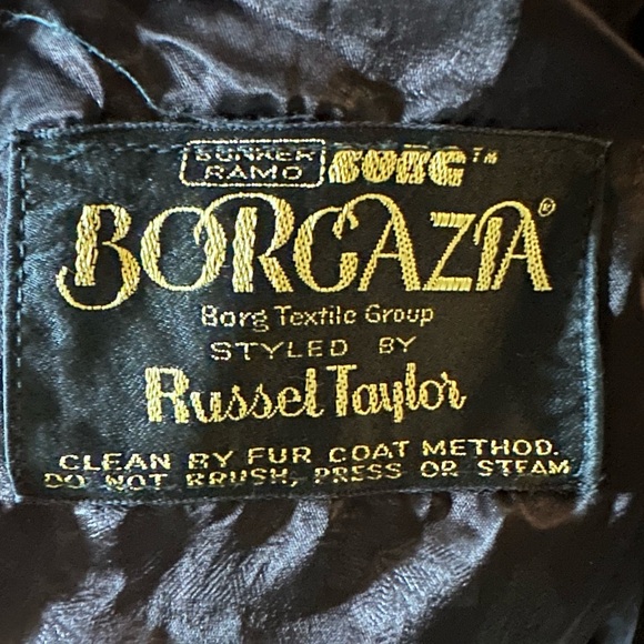 Vintage 60s Borgazia Double Breasted Black Faux Fur Coat w/ Gold Buttons - Picture 16 of 17